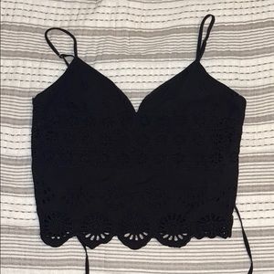 Black crop tank top